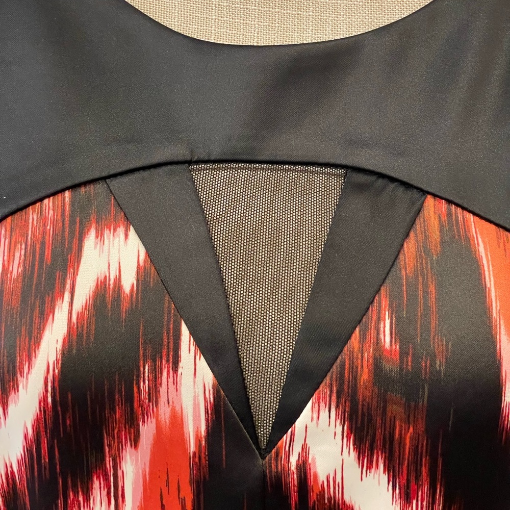 JAX New Black/ Multi Satin Cocktail Dress- Size 14 - Picture 3 of 16
